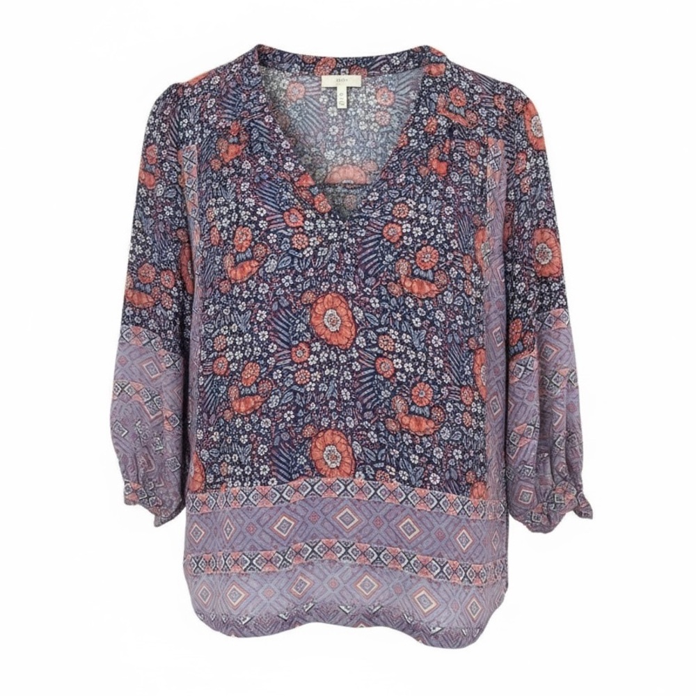 Joie Multicolor Floral V-Neck Blouse 100% silk